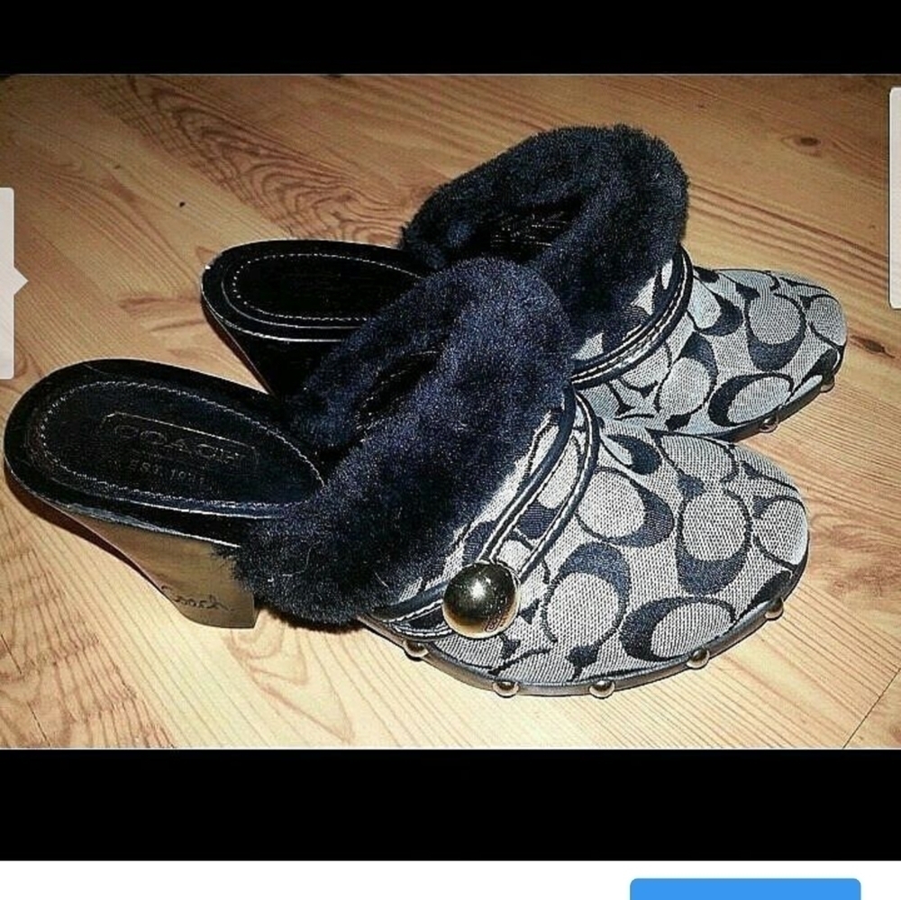 NEW AUTHENTIC VINTAGE COACH SIGNATURE C GRAY MULE CLOGS SIZE 7